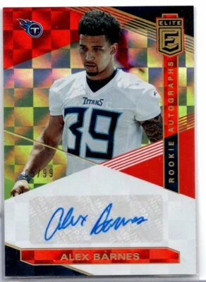 Alex Barnes Titans RC Auto RED Prizm 2019 Donruss Elite RA-AB 05/99 042721ATCD30 - Image 1 of 2