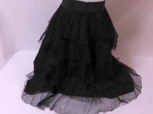 Vintage 50's Tulle Lace Frill Skirt Tiered Black 50's Rock'n'Roll Rockabilly - Picture 1 of 9