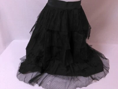 Jupe à volants vintage années 50 en tulle dentelle noire à plusieurs niveaux ... - Photo 1/4