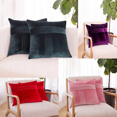 2 PACK Throw Pillow Covers Sofa Decor Velvet Cushion Cases Premium Cushion Cover - Image 1 of 4