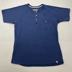 SLVDR Men's Medium Hidalgo Henley T Shirt Short Sleeve Navy Blue Pocket Tee - Picture 1 of 15