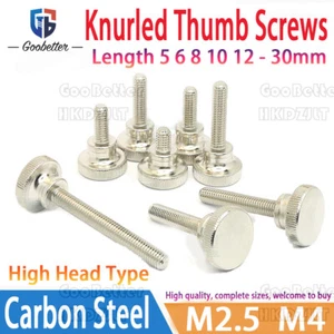 M2.5 M4 Knurled Thumb Screws High Head Type Carbon Steel Hand Grip Knob Bolts - Picture 1 of 16