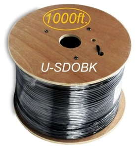 1000 Fuß CAT5E 24 AWG Kupfer Direkte Bestattung Outdoor Gel Gefüllte Großpackung Kabel, Schwarz - Bild 1 von 4