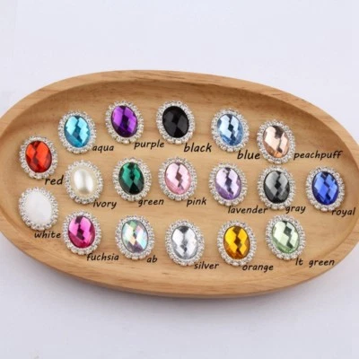 20PCS 20MM*25MM Horse Eye Silver Button For Wedding Invitation Rhinestone Button - Image 1 of 4