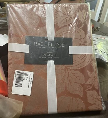 Rachel Zoe Pumpkin Jacquard Tablecloth 60 × 104 Oblong Orange NIP - Image 1 of 4