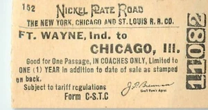 Lote de 2 talones de boletos de carretera vintage con placa de níquel Wayne a Chicago años 50 R.R. - Imagen 1 de 4