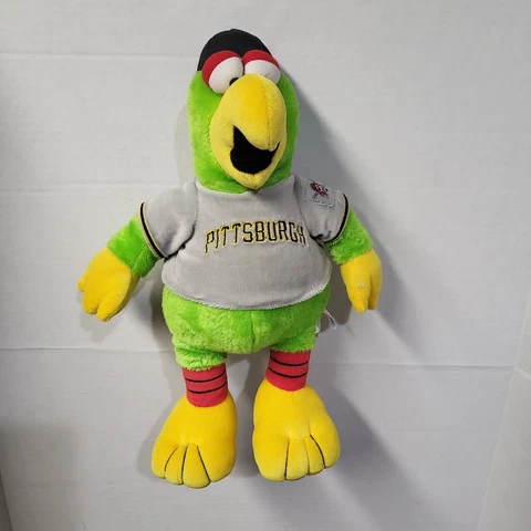 Pittsburgh Pirates 15" 'Pirate Parrot' Green Plush Stuffed Mascot Gray Jersey Cover