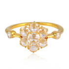 18k Yellow Gold Rose Cut Diamond Engagement Ring Handmade Jewelry