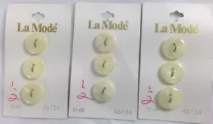 La Mode 3 paquetes 9 botones blancos 5/8" redondo iridiscente #46134 Italia lavable - Imagen 1 de 6