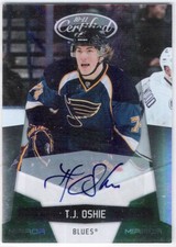 2010-11 Panini Certified Signatures Mirror Emerald T.J. Oshie #2/5