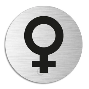Schild - Symbol Frau Türschild aus Aluminium Edelstahloptik Ø 75 mm - Bild 1 von 1
