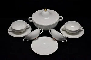 Hutschenreuther Peseta weiss gold  - Suppenservice - 4x Suppentasse mit Terrine - Bild 1 von 6