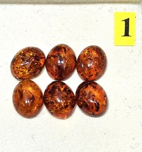 Genuine Baltic Amber oval cabochon 8 x 10 mm 6 pcs lot Made in Poland lot 1-10 - Picture 1 of 10