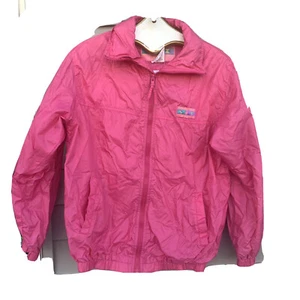 Rothschild womens vintage nylon windbreaker size large 14 pink front zip mom 80s - Picture 1 of 6