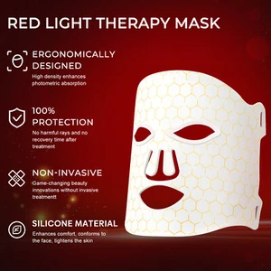 NIR & Rotlichttherapie Maske für Gesicht, Wiederaufladbare LED Gesichtsmaske Lichttherapie - Bild 1 von 13