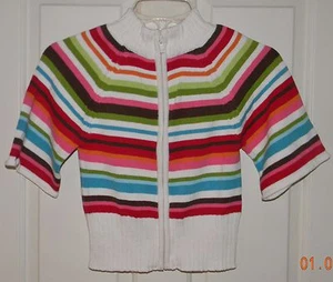 GYMBOREE girls WINTER CHEER Multi Color Stripe Cotton SWEATER CARDIGAN* S 5 6 - Picture 1 of 2