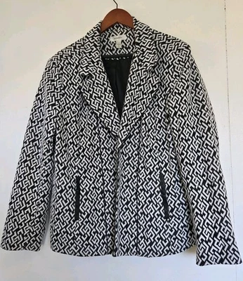 Платье Barn Blazer куртка женщин 3 X плюс черный белый геометрический бизнес офис - Изображение 1 из 4