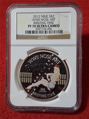 NIUE 2012 S $2 PLATA SEGUNDA GUERRA MUNDIAL NARIZ ARTE BRIEFING TIME NGC PF 70UC .999 PLATA #M-5485 Foto 1 de 2