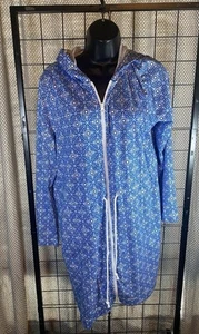 Lands' End Size L Hoodie Dress Swim Cover Up Blue 100% Cotton Full Zip EUC - Picture 1 of 3