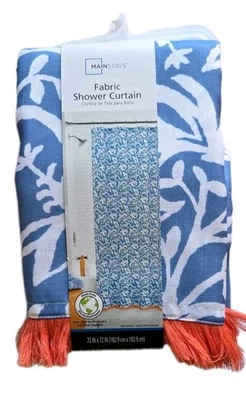 "Cortina de ducha de tela Mainstays xilografía floral 72"" X 72"" NUEVA" Foto 1 de 4