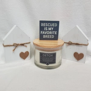Detox Duftkerze im Glas "Rescue Is My Favorite Breed" Holzdeko Set - Bild 1 von 10