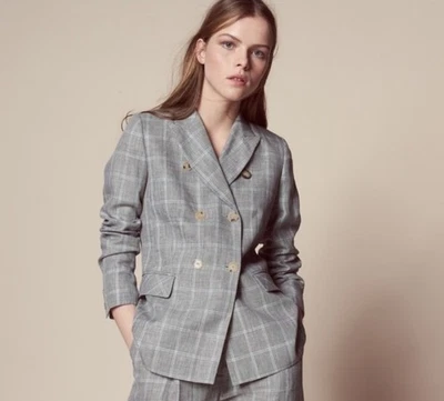 Sandro Paris 格纹羊毛混纺夹克外套,尺寸 38 — 第 1/4 张图片