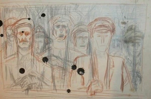 Vintage Männer Portrait Bleistift Gemälde - Bild 1 von 7