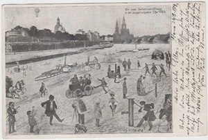 D 43 Dresden 1904 ! die neue Verkehrseröffnung in der ausgetrockneten Elbe 1904 - Bild 1 von 2