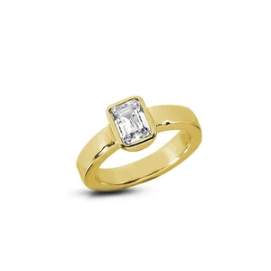 1.03ct D VS1 Emerald Natural Diamond Yellow Gold Solitaire Engagement Ring - Picture 1 of 3
