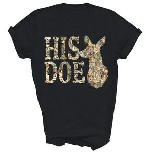 His Doe Camouflage Hirsch Jagd passendes Paar Unisex Shirt Geschenk - Bild 1 von 5