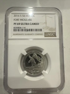 2016-S Silver PF69 ANT Fort Moultrie Quarter NGC - Picture 1 of 2