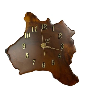 Vintage Rustic Handmade Live Edge Wood Wall Clock 9x9 MCM Cabin Lodge Farmhouse - Picture 1 of 6
