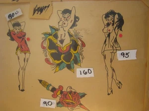 Vint. Antiguo flash de tatuaje .. 11 x 14 pulgadas. ' DAGA Y ROSA ' - Imagen 1 de 3