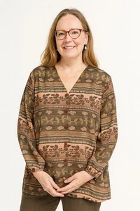 Abrigo Blusa Alia Vintage Mujer 16 Grande L Abotonada Peso Ligero Arte Elegante - Imagen 1 de 12