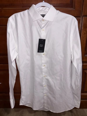 NWT Nordstrom Non-Iron Trim Fit Dress Shirt Men's 15 34/35 White - Image 1 of 4