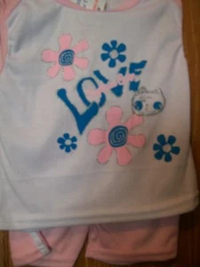WCK Love Capitán Vaca Rosa 12 Meses 2 Dos Piezas Pantalones Cortos Niñas Todos los Días Sin Mangas - Imagen 1 de 3