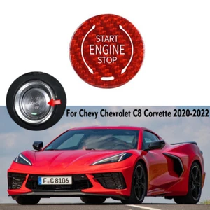 Botón de arranque del motor rojo de fibra de carbono para Chevrolet Corvette C8 2020 2021 2022 U - Imagen 1 de 7