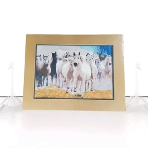 Wild Horses in Waves Watercolor Printing, Mette Phillips 2007 25×19 Unframed New - Picture 1 of 7
