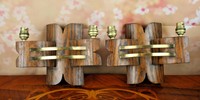 Antique rare PAIR scandinavian WOOD / COPPER Wall sconces art deco special 