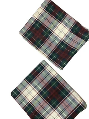 2 Springs Vintage Discontinued Pillowcases Pair Shams Burgundy Green Plaid HTF  - Image 1 of 4