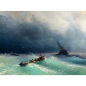 Ivan Aivazovsky, Storm at Sea, 1873, Pearl Photo Paper, 12" x 16" - Picture 1 of 10