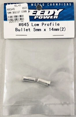 Reedy Low Profile Bullet Connector 5mm x 14mm 2pcs. #645 New in Package - Image 1 of 3