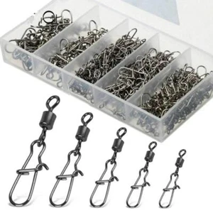 50pcs Fishing Swivels with Snap | Stainless Steel Connector Pin 4#-12# - Picture 1 of 24