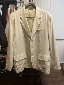Andrew Fezza Men Color Tan/Beige Blazer Size L 55% Linen 45% Rayon - Picture 1 of 13