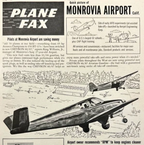 1950 Chevron Aviation Gasoline CAP Training Monrovia Airport CA Print Ad - Bild 1 von 7
