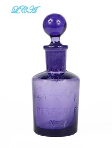 Rara PEQUEÑA antigua SOLON PALMER botella de perfume COLOR PÚRPURA con tapón de VIDRIO - Imagen 1 de 3