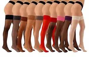 Medias de sujeción transparentes Aurellie Top de encaje con silicona 20 denier XS - 4XL - Imagen 1 de 26