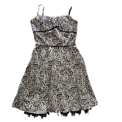 Vintage Y2K Ruby Rox Size 9 Paisley Fit & Flare Tulle Sundress Flirty Navy Blue - Image 1 of 4