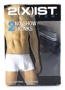 Men's 2(X)IST 'Stretch 2-Pair' Black Cotton Blend No Show Trunks - (34-36) - Picture 1 of 3