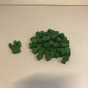 Risk Vintage Wooden 68 Cubes & 5 Oval Green Game Pieces 1968 Replacement - Picture 1 of 5